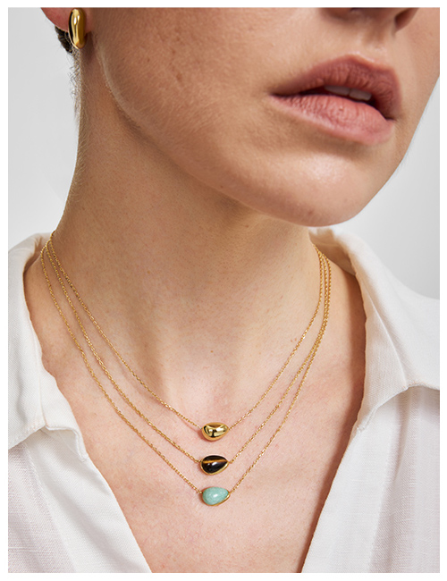 Gold Bezel Tiger’s Eye Organic Dome Pebble Necklace