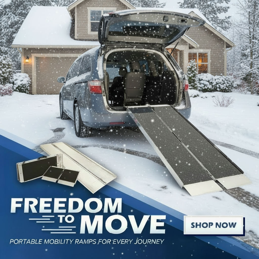 an image of a car with a ramp attached to it in the snow