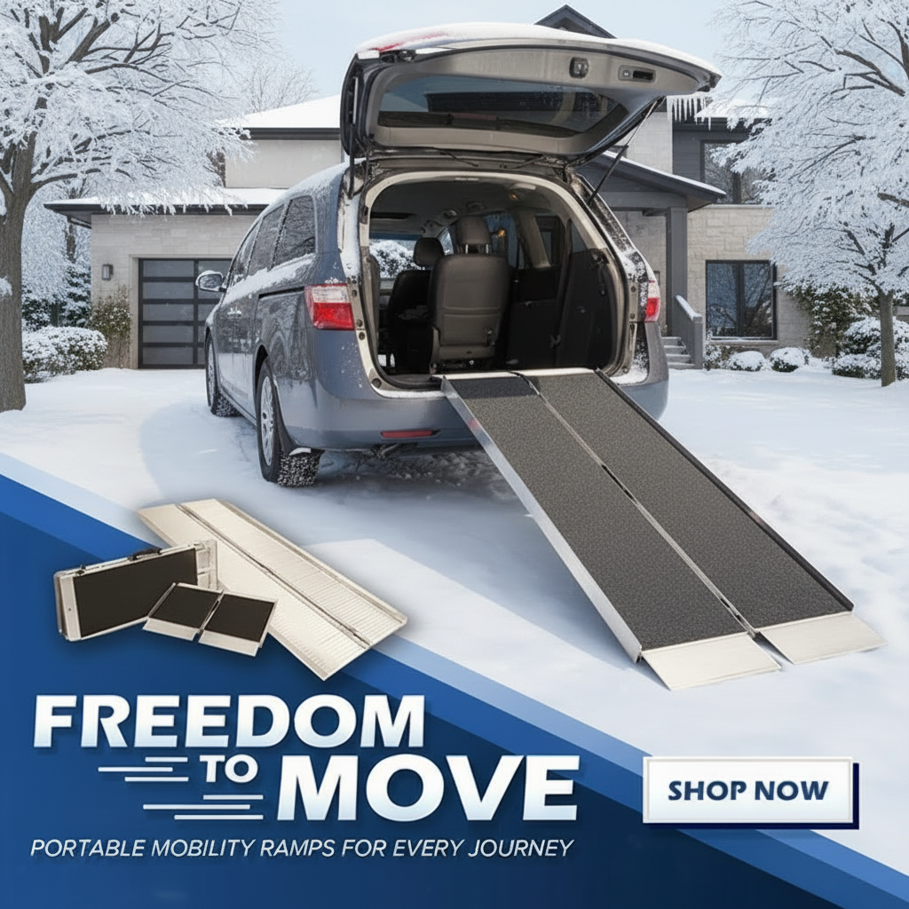 an image of a car with a ramp attached to it in the snow