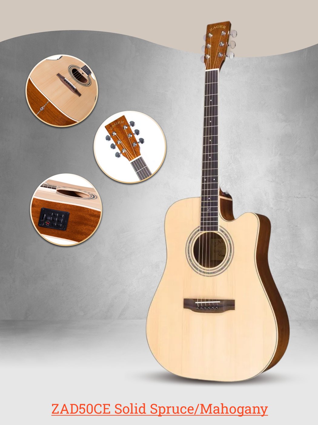 ZAD50CE Solid Spruce/Mahogany