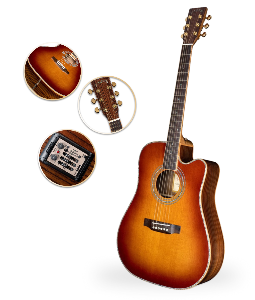 ZAD900CE Solid Spruce/Rosewood Acoustic Electric AURA Pro Series 50th Anniversary Tobacco Sunburst