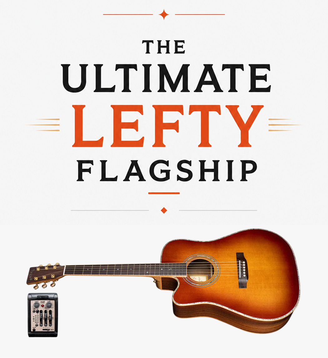 ZAD900CE Left Handed Solid Spruce/Rosewood Acoustic Electric AURA 50th Anniversary Tobacco Sunburst Pro Series