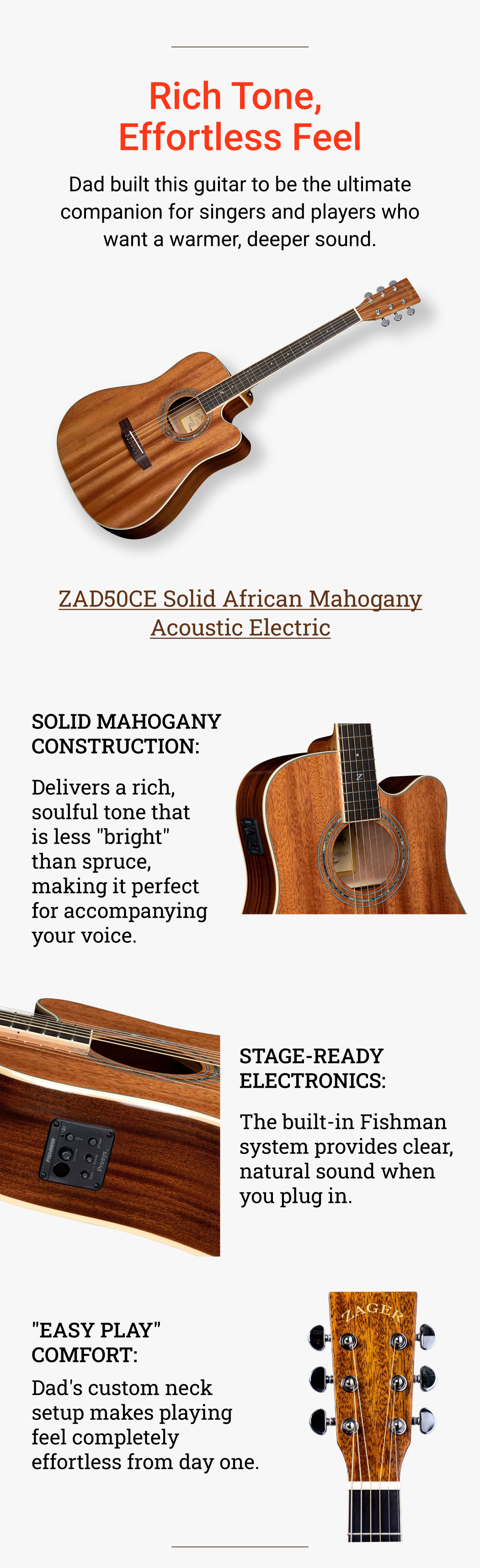 ZAD50CE Solid African Mahogany Acoustic Electric