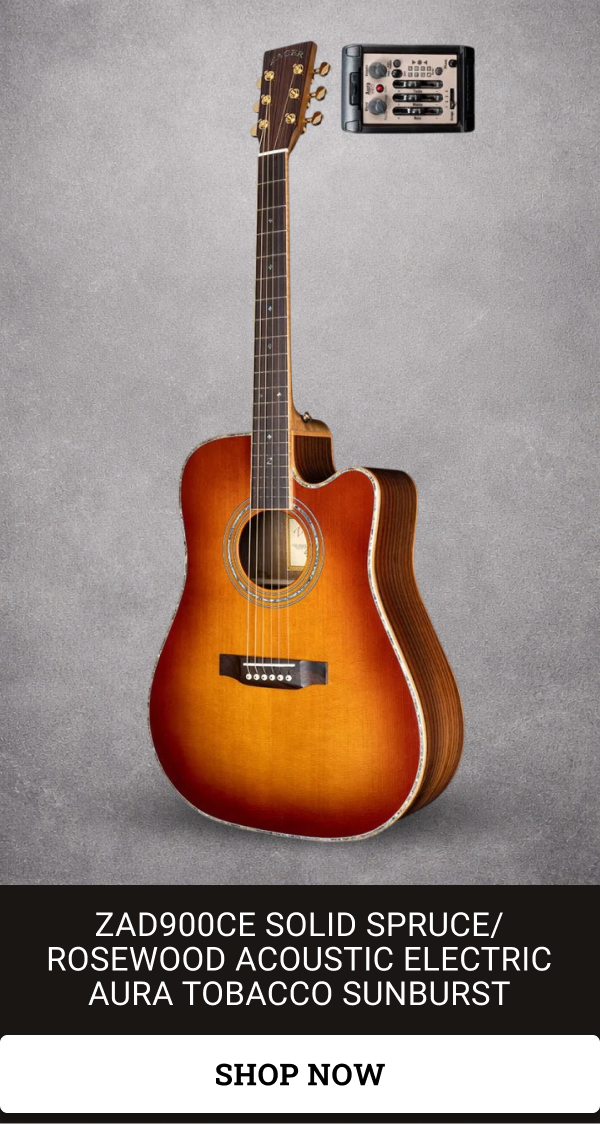 ZAD900CE Solid Spruce/Rosewood Acoustic Electric AURA Pro Series 50th Anniversary Tobacco Sunburst