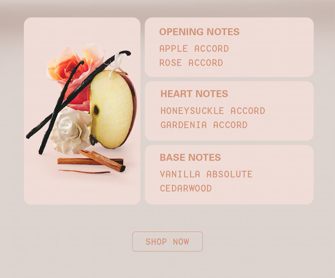 blush wood opening, heart & base notes