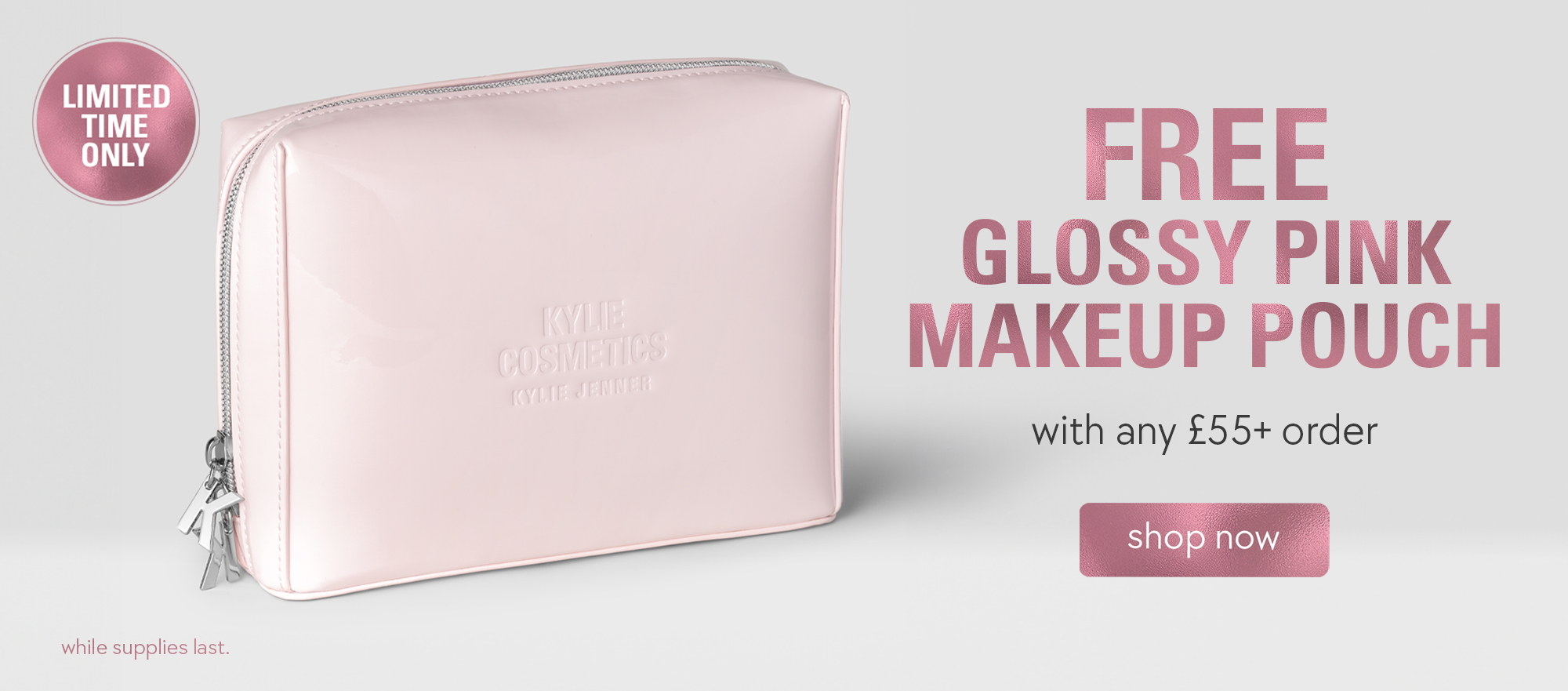 free glossy pink makeup pouch