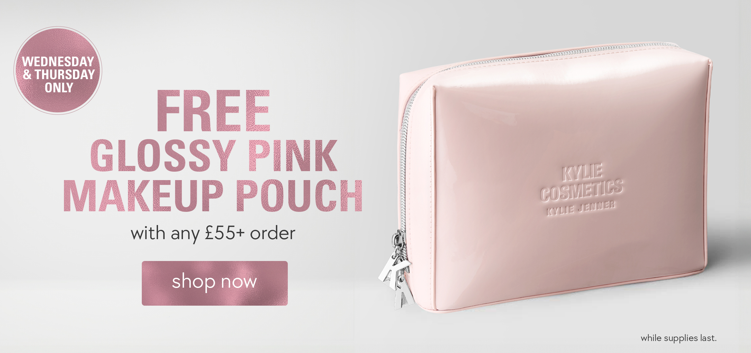 free glossy pink makeup pouch