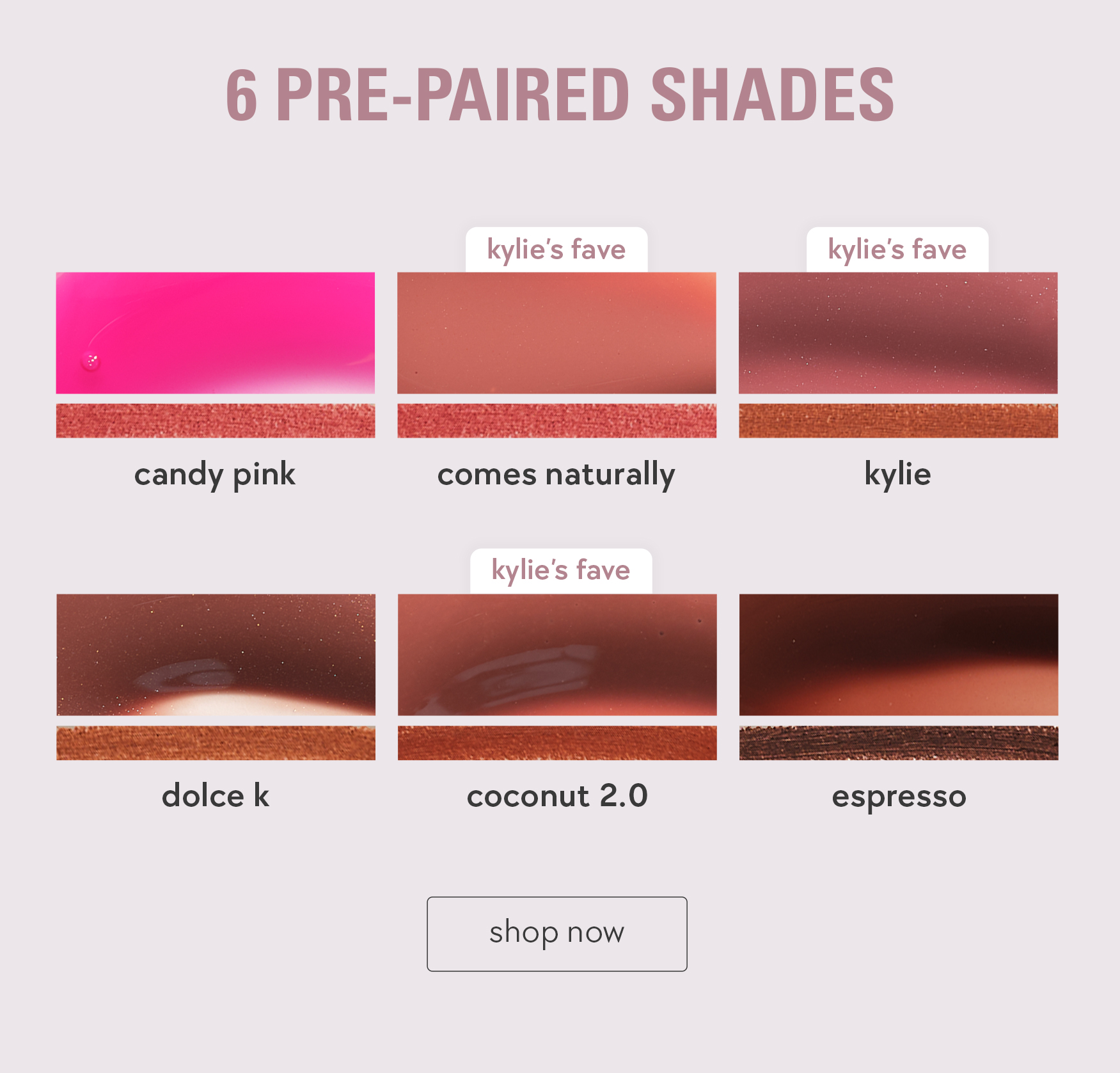 6 pre paired shades 