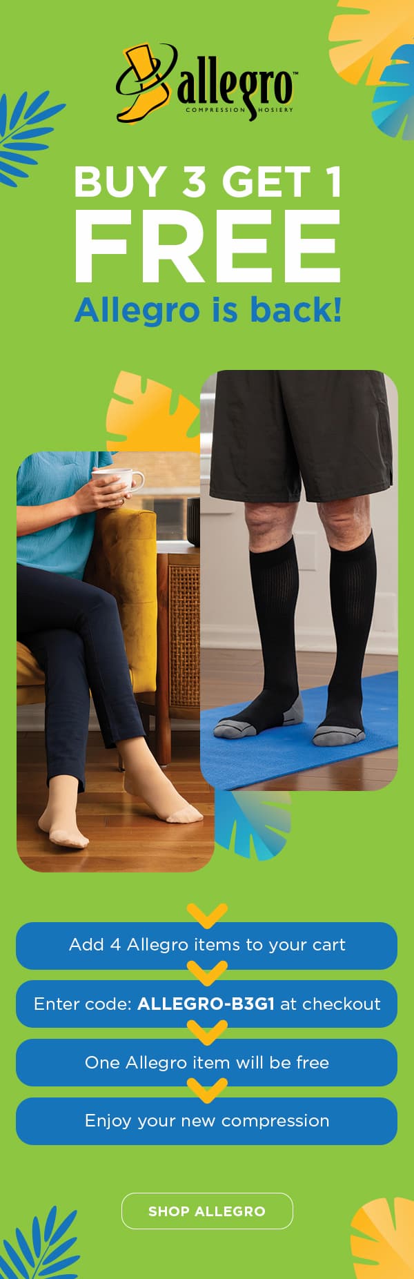 Allegro compression hosiery