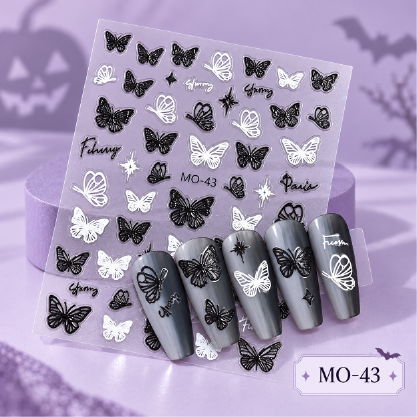 Nail Stickers — butterfly sticker sheet applied on nails