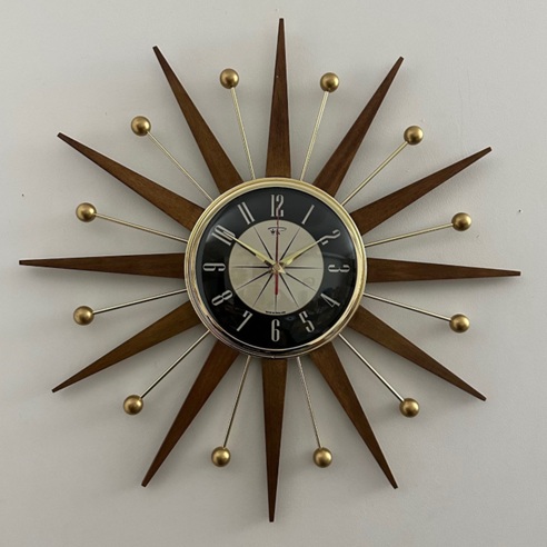 Mid Century Modern Royalexe Laminate Clock By Royale - Boomerang