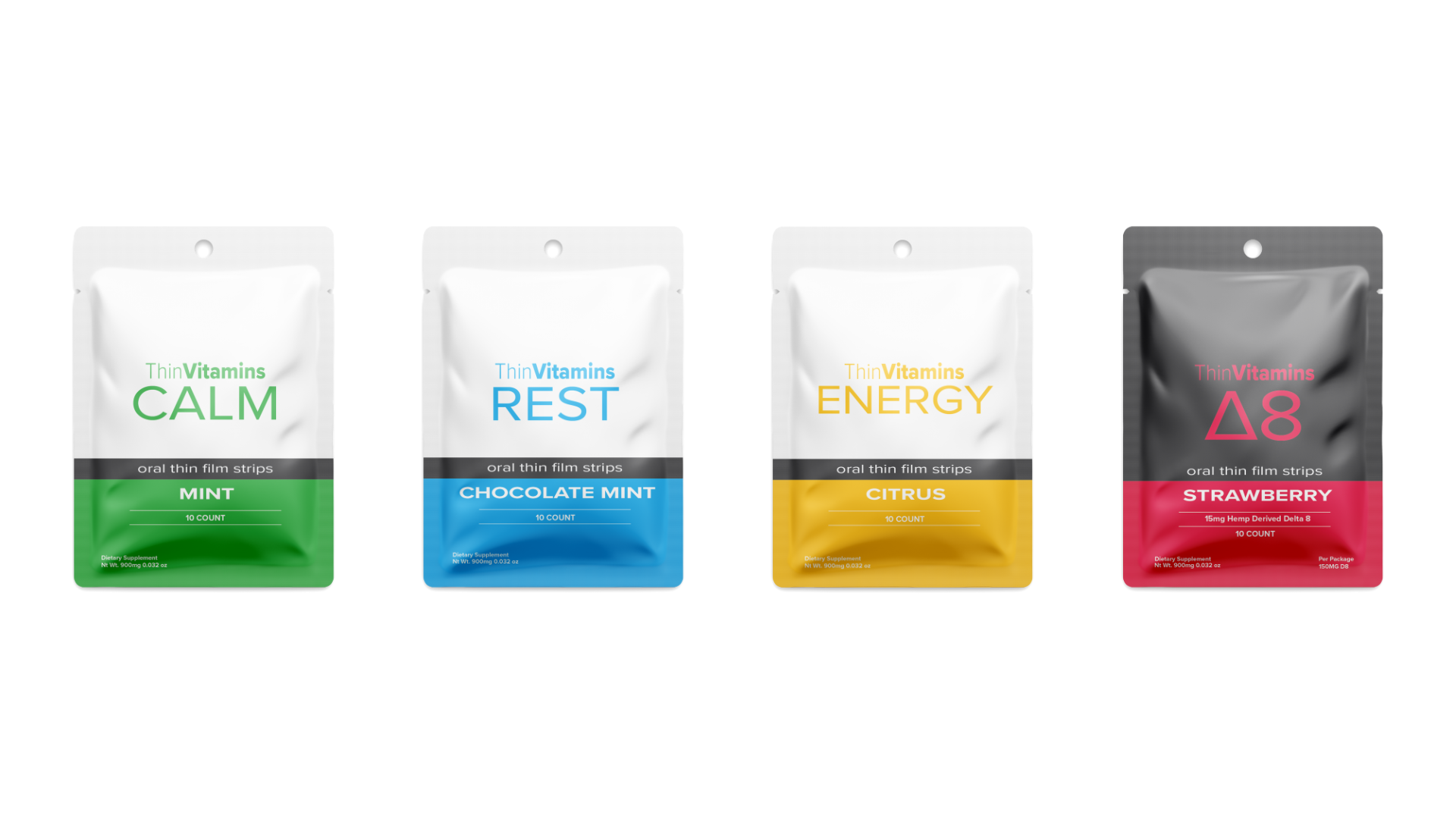 Calm Strips, Rest Strips, Energy Strips, D8 Strips