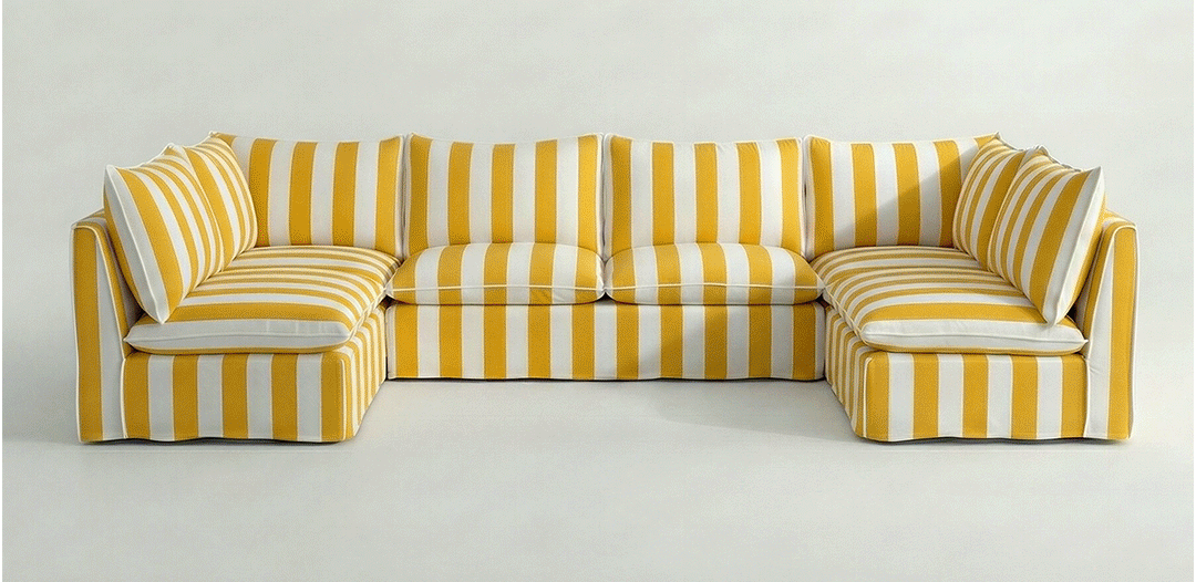 Removable loose covers on a Sophie Conran modular sofa