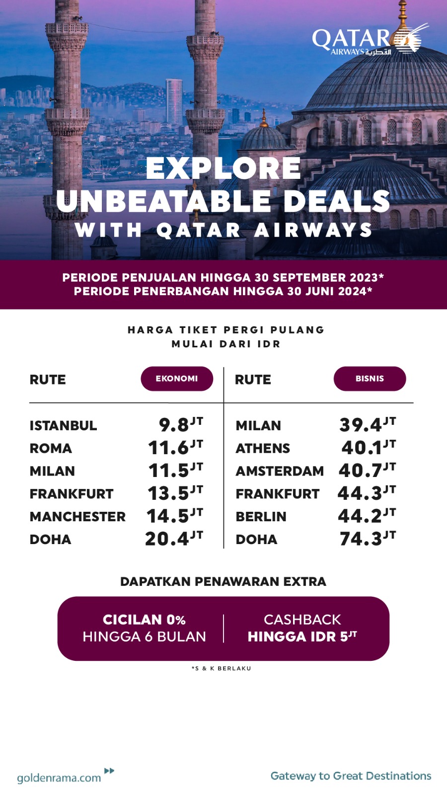 Qatar Airways Explore Unbeatable Deals Golden Rama Tours and Travel