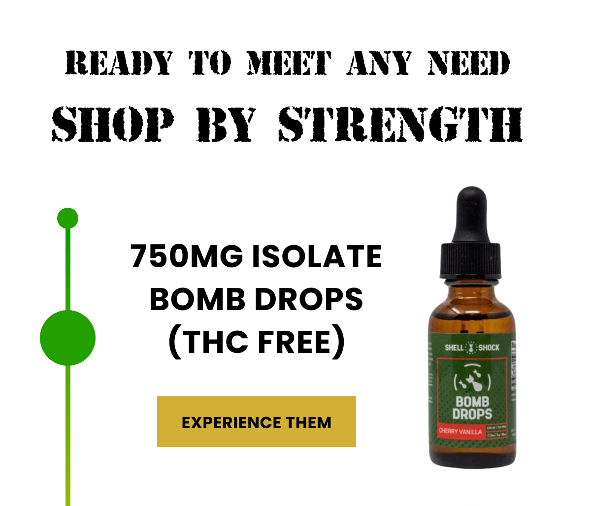 Ready to Meet Any Need: Shop By Strength | 750mg Isolate Bomb Drops (THC FREE) | Experience Them