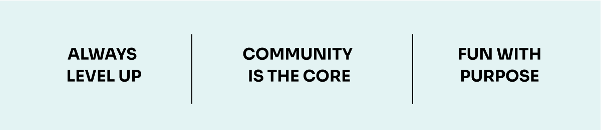 ALWAYS LEVEL UP | COMMUNITY IS THE CORE | FUN WITH PURPOSE