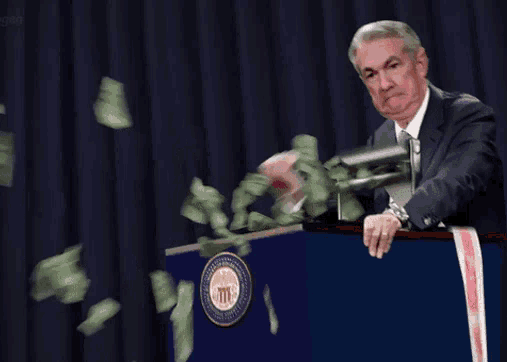 Jerome Powell qui imprime des dollars