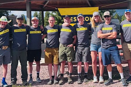 A group of people in matching T-shirts