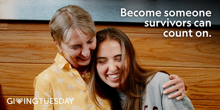 A mother and daughter hugging