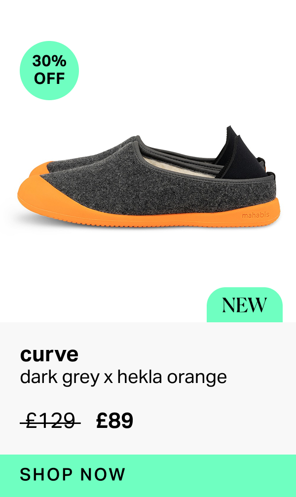  30% off curve in dark grey x hekla orange 