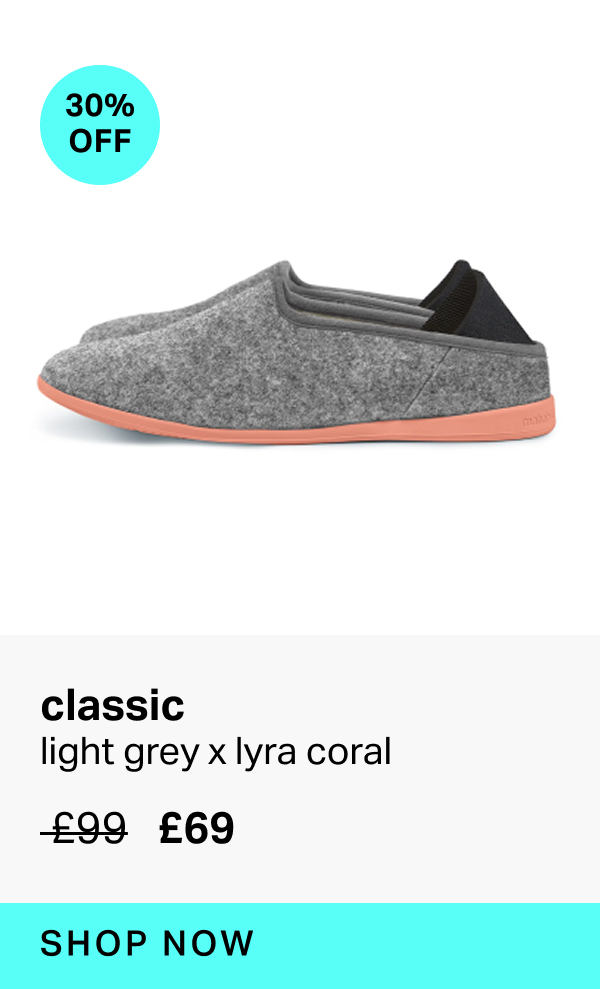 30% off classic in light grey x lyra coral