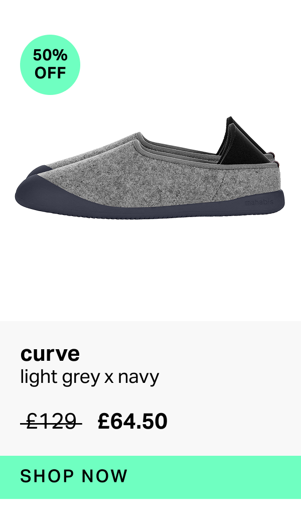  50% off curve in light grey x navy