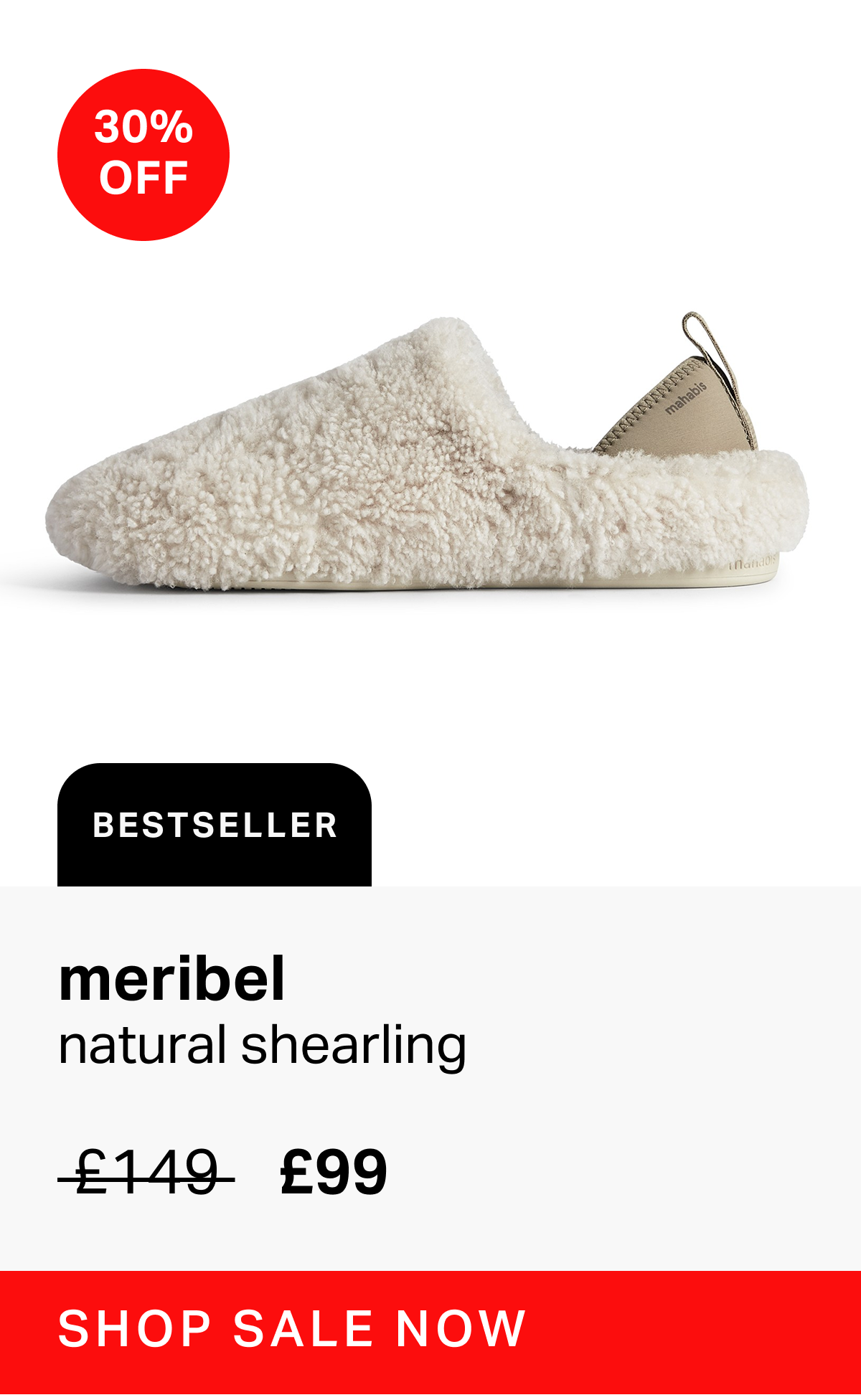 meribel natural shearling