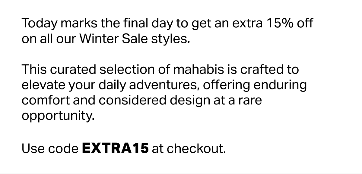 Use code EXTRA15 at checkout. 