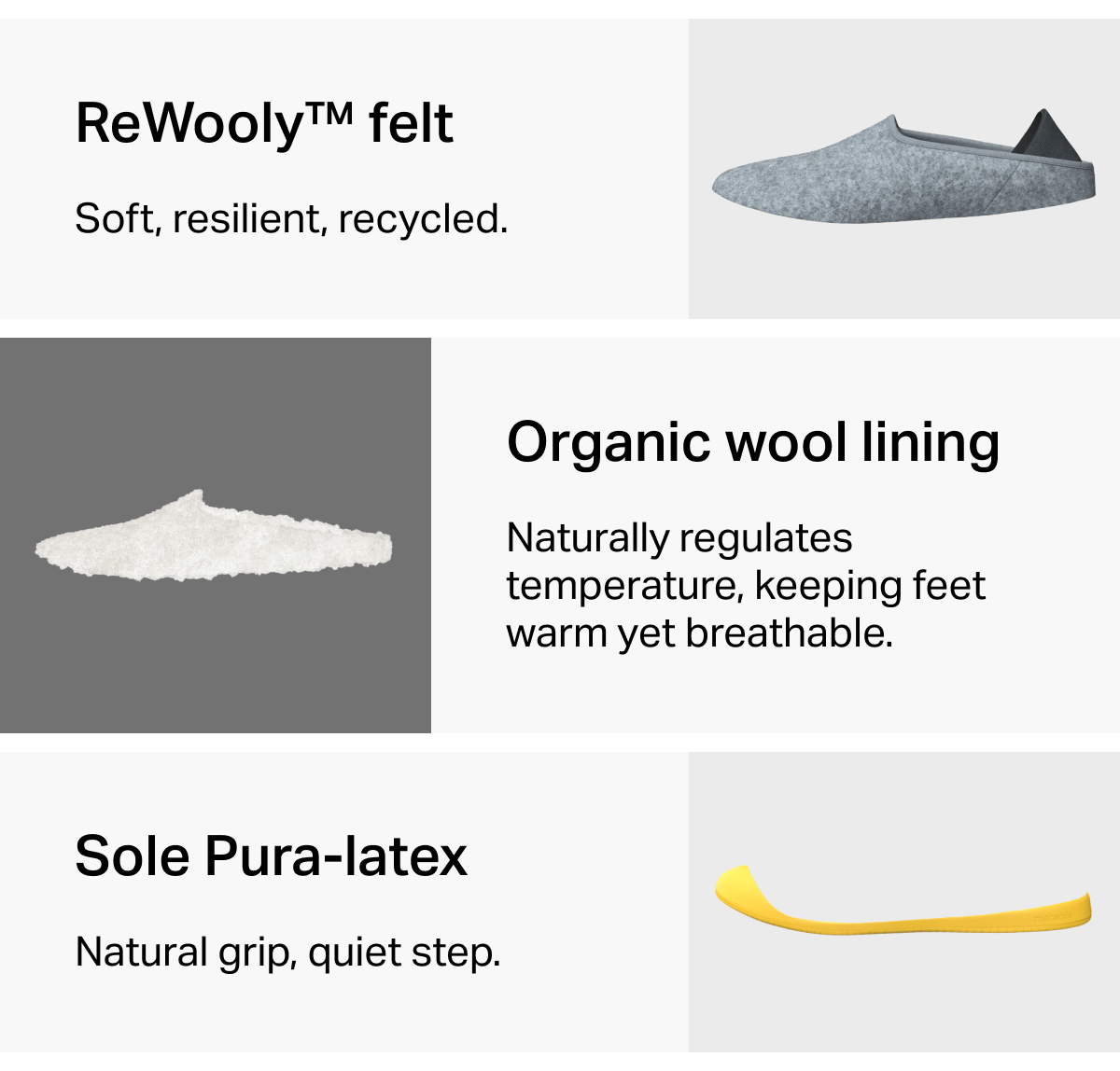 ReWooly * Organic wool lining * Sole Pura-latex