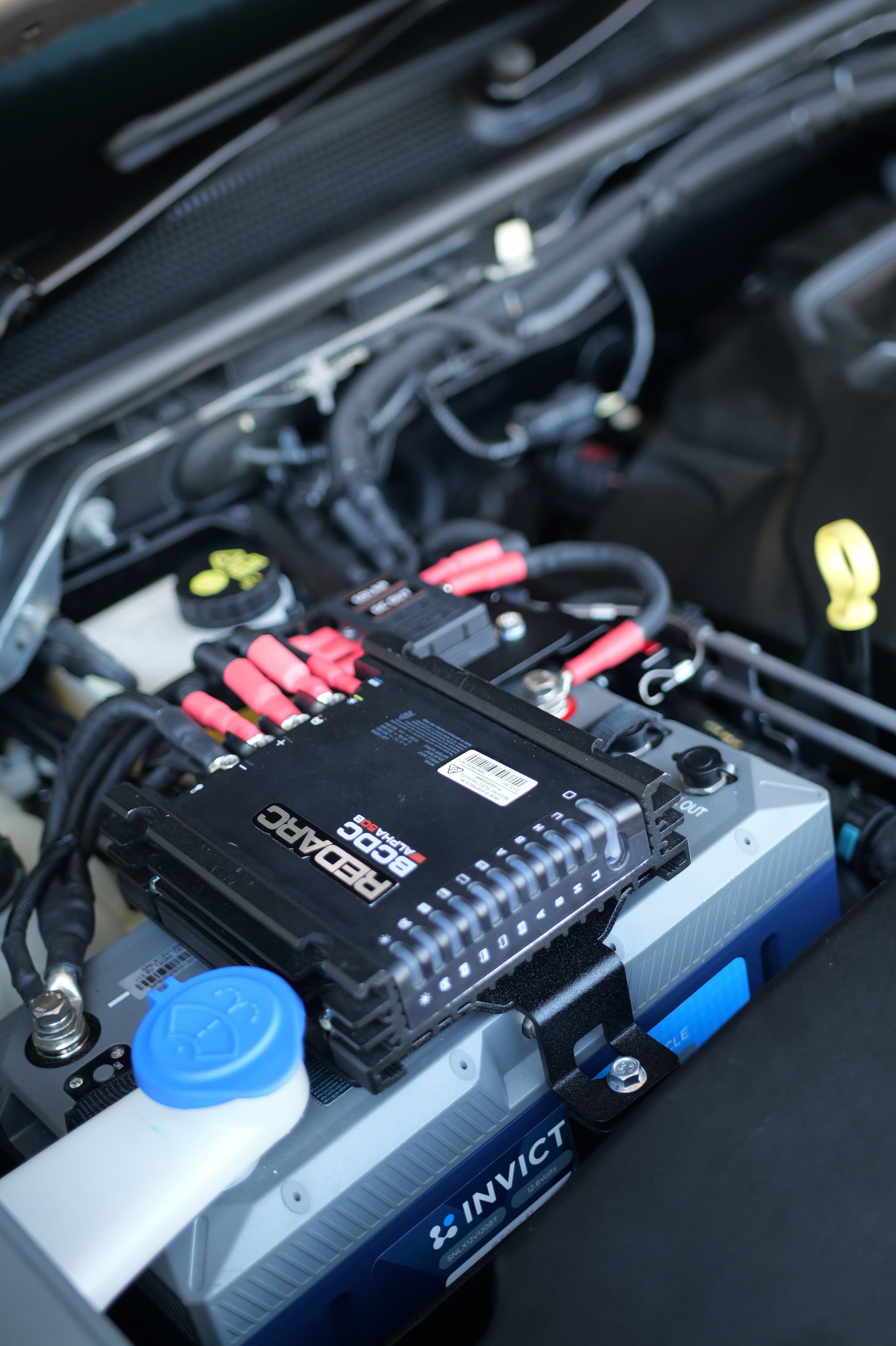 Invicta lithium battery installed as part of the Under Bonnet Dual Battery Kit