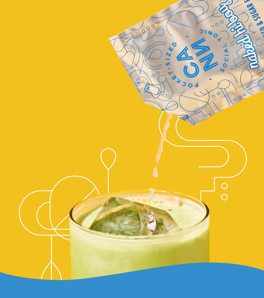 Naked Hi Boy pouring into a matcha.  Naked Hi Boy pouring into a matcha.