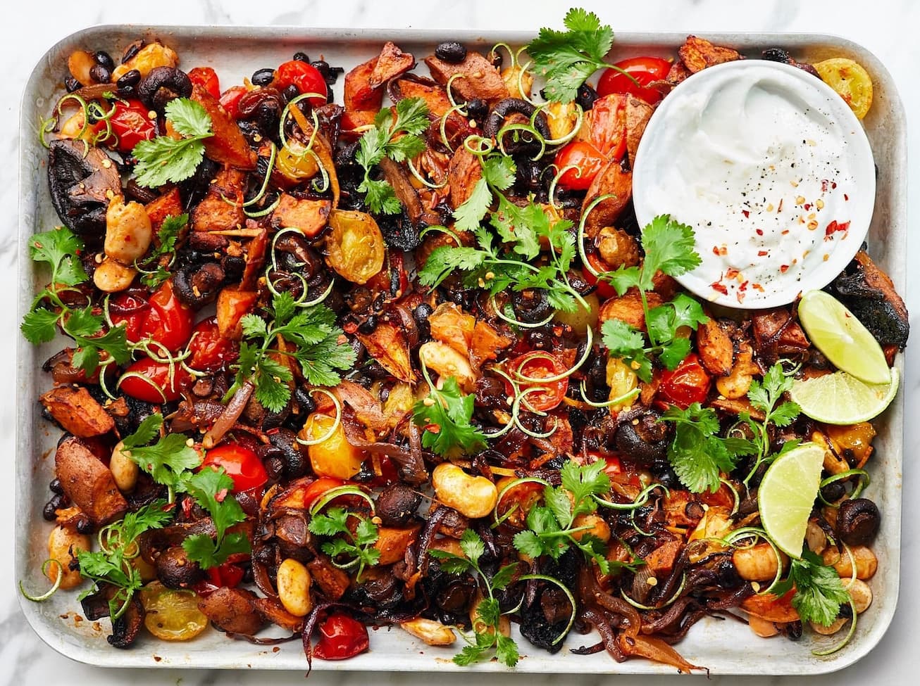 Sweet Potato, Mushroom & Bean Traybake