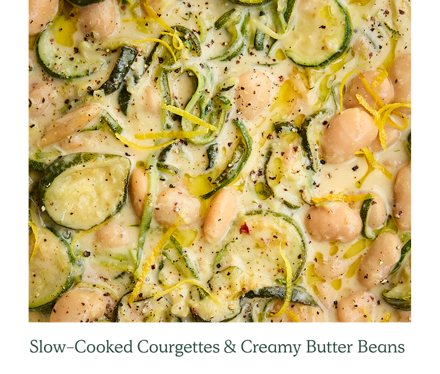 Image of creamy courgettes and butter beans