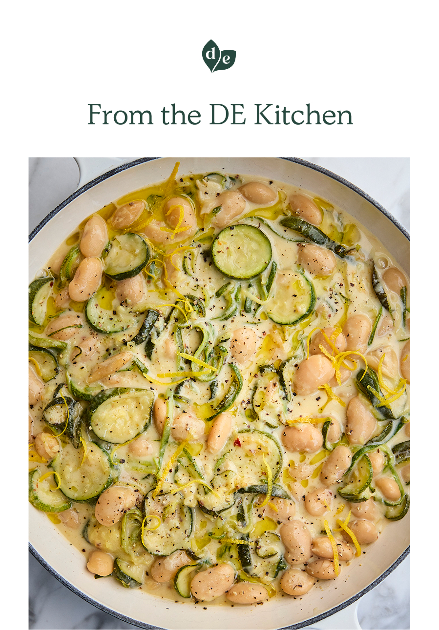 Image of creamy courgettes and butter beans