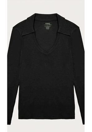 Rib Fitted Long Sleeve Polo
