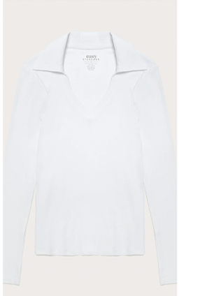 Rib Fitted Long Sleeve Polo