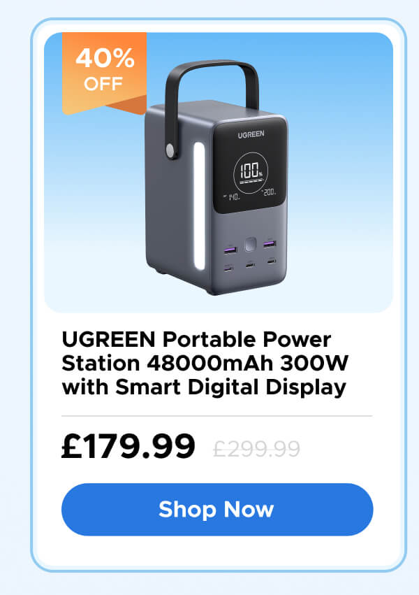 UGREEN Portable Power Station 48000mAh 300W with Smart Digital Display