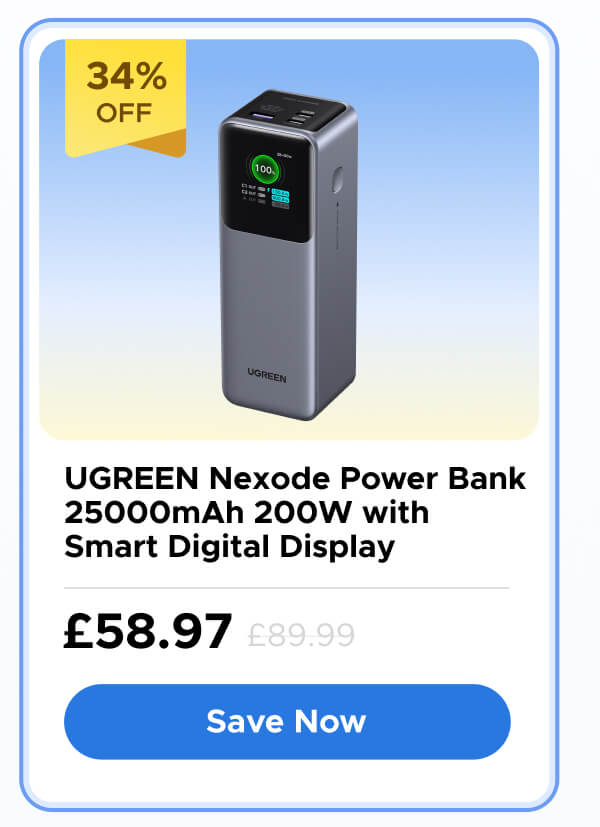  UGREEN Nexode Power Bank 25000mAh 200W with Smart Digital Display