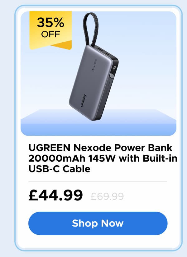 UGREEN Nexode Power Bank 20000mAh 145W with Built-in USB-C Cable