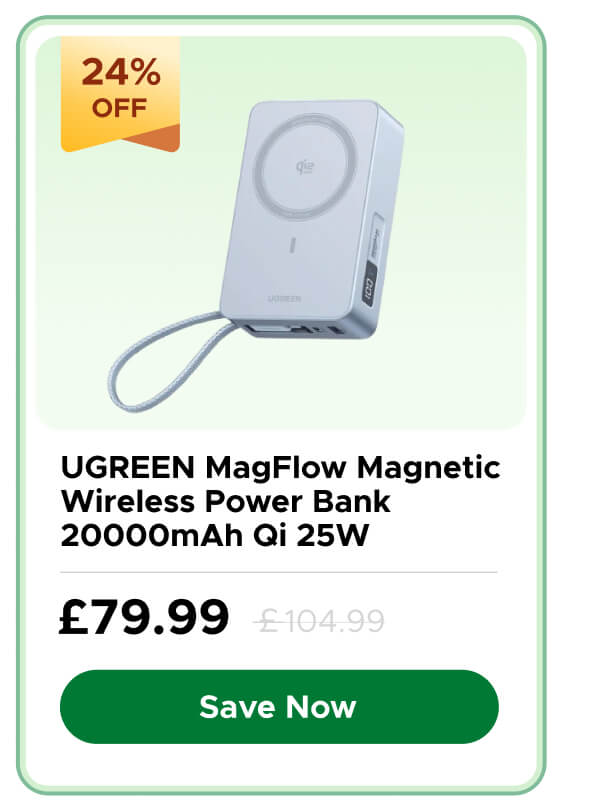  UGREEN MagFlow Magnetic Wireless Power Bank 20000mAh Qi 25W