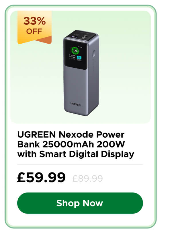 UGREEN Nexode Power Bank 25000mAh 200W with Smart Digital Display