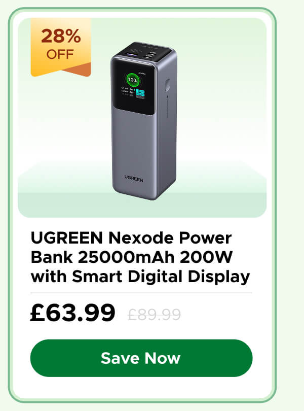 UGREEN Nexode Power Bank 25000mAh 200W with Smart Digital Display
