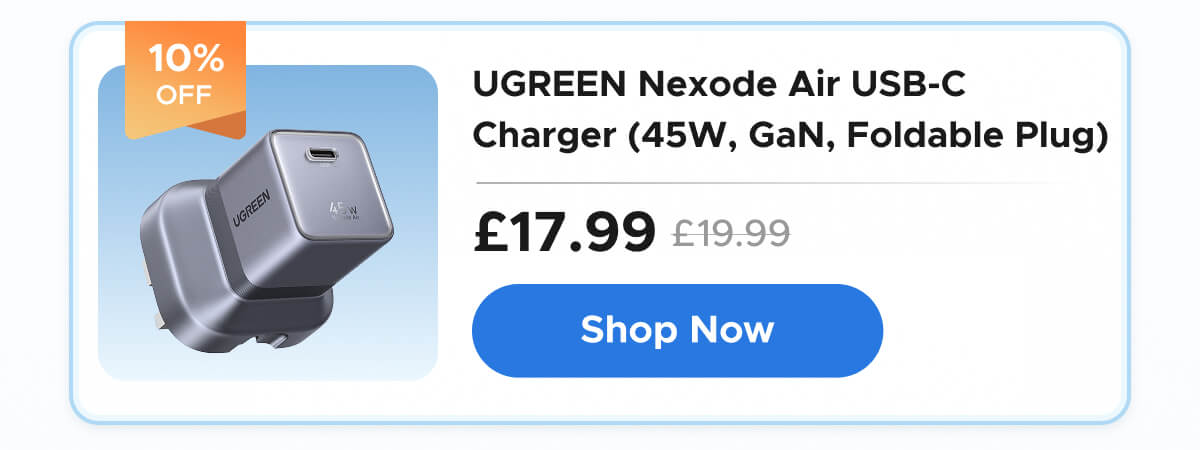 UGREEN Nexode Air USB-C Charger (45W, GaN, Foldable Plug)