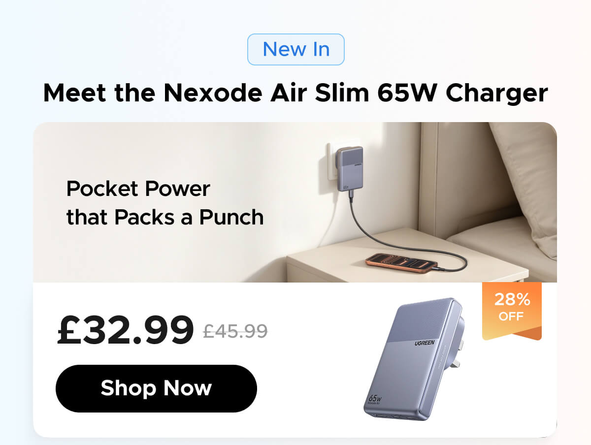 UGREEN Nexode Air Slim Charger (65W, 3-Port, Foldable Plug)