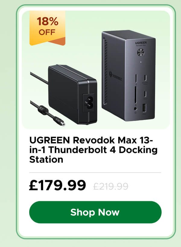 UGREEN Revodok Max 13-in-1 Thunderbolt 4 Docking Station (40Gbps, Single 8K / Dual 4K@60Hz, 96W Charging)
