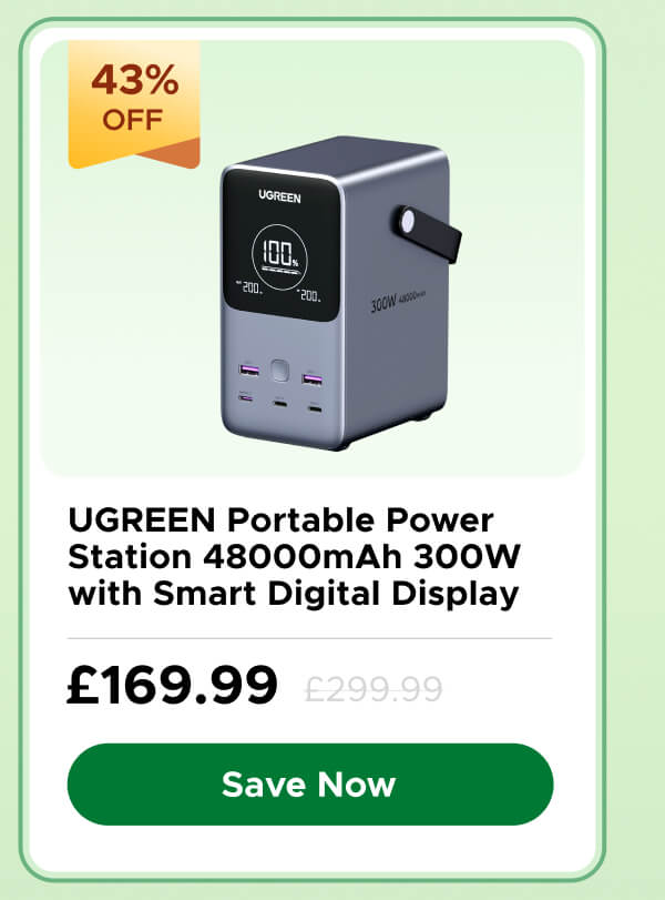 UGREEN Portable Power Station 48000mAh 300W with Smart Digital Display