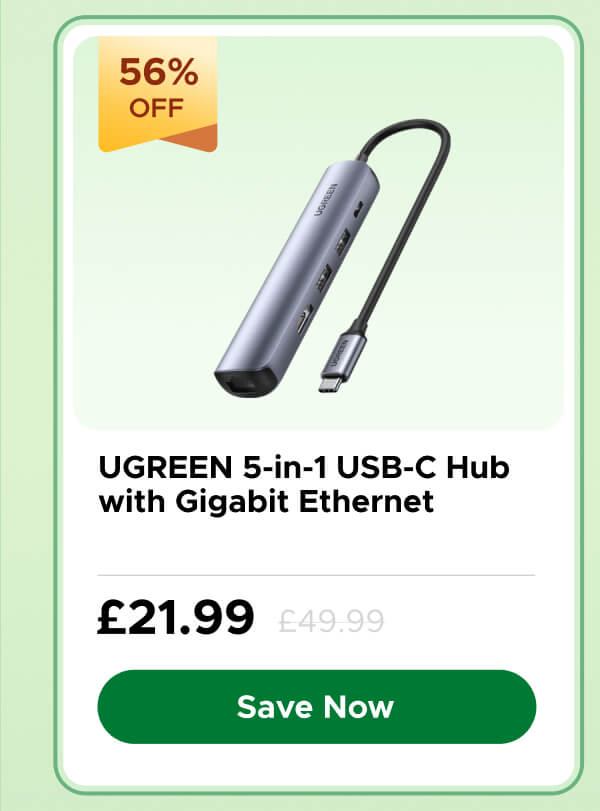 UGREEN 5-in-1 USB-C Hub with Gigabit Ethernet