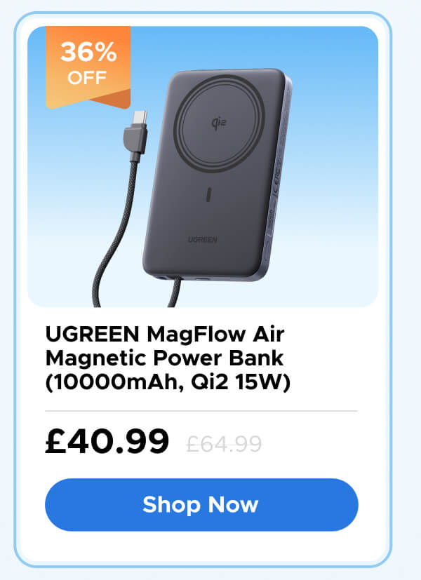 UGREEN MagFlow Air Magnetic Power Bank (10000mAh, Qi2 15W)