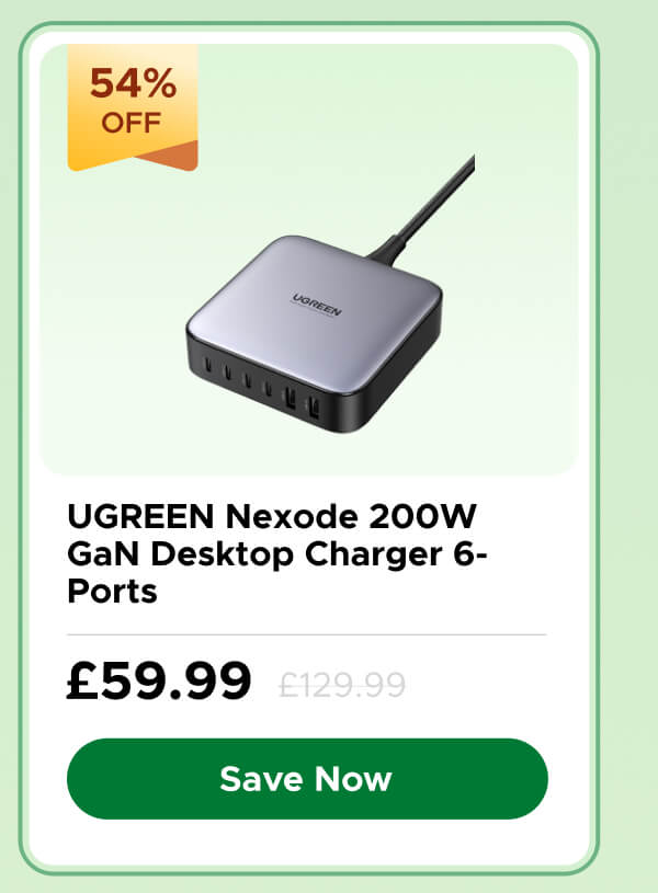 UGREEN Nexode 200W GaN Desktop Charger 6-Ports