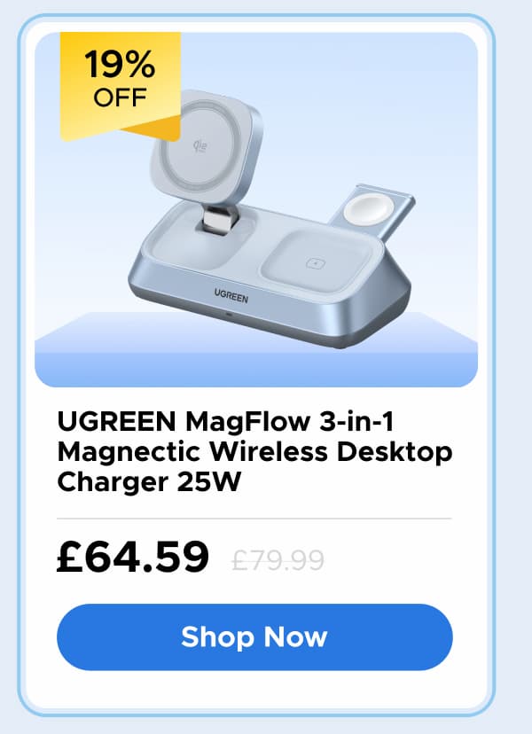 UGREEN MagFlow 3-in-1 Magnectic Wireless Desktop Charger 25W